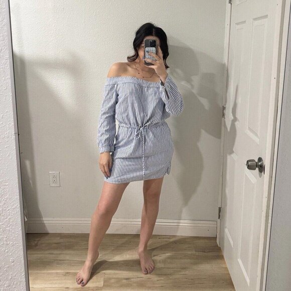 Rag & Bone/Jean Womens S Drew Poplin Off-the-Shoulder Drawstring Dress - Picture 11 of 12